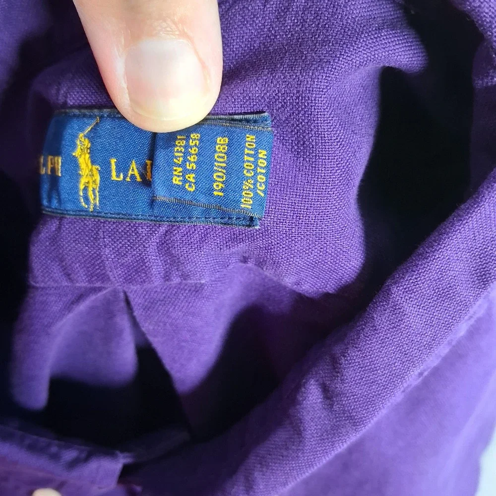 Polo Ralph Lauren Button Down Shirt XXL Purple Classic Pony Logo Long Sleeve